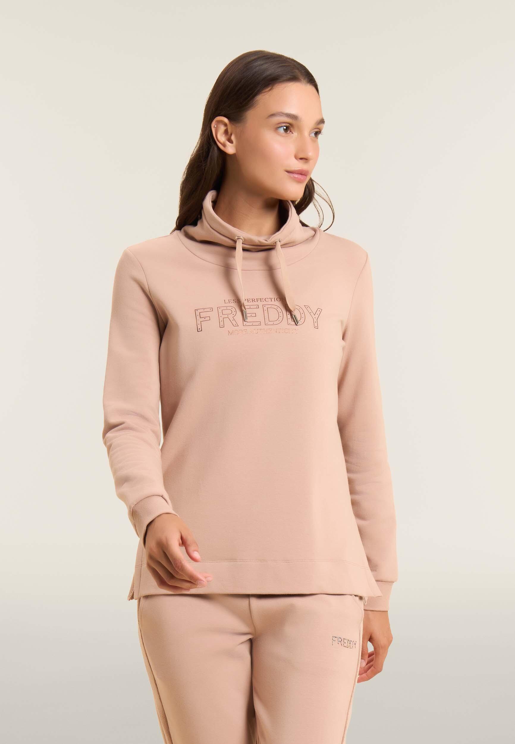 Felpa sportiva da donna con spacchi laterali e logo frontale 2/4