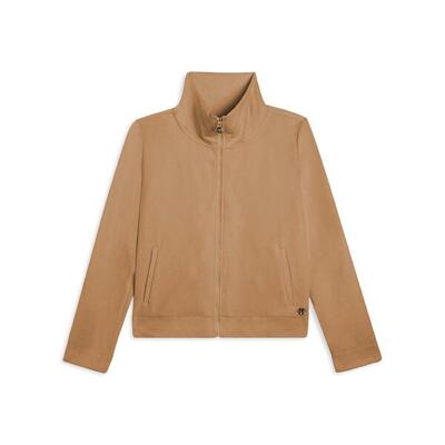 Felpa cropped in ciniglia con zip e collo alto