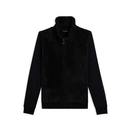 Sweat-shirt zippé avec col et devant en tissu Sherpa, logo en clous