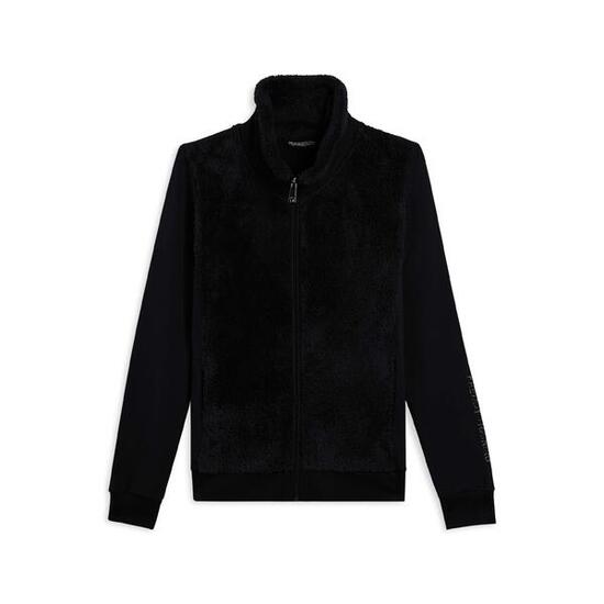 Sweat-shirt zippé avec col et devant en tissu Sherpa, logo en clous