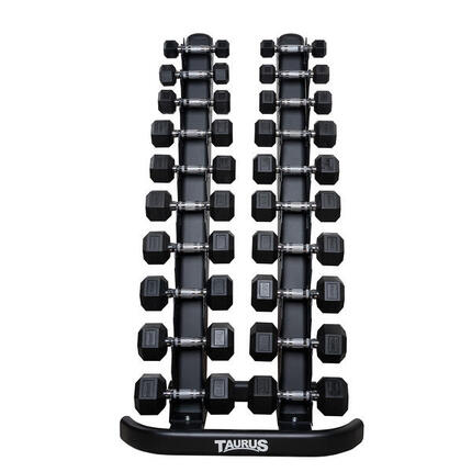 Set haltères hexagonaux Taurus TPE incl. rack