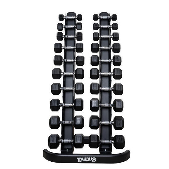 Set haltères hexagonaux Taurus TPE incl. rack