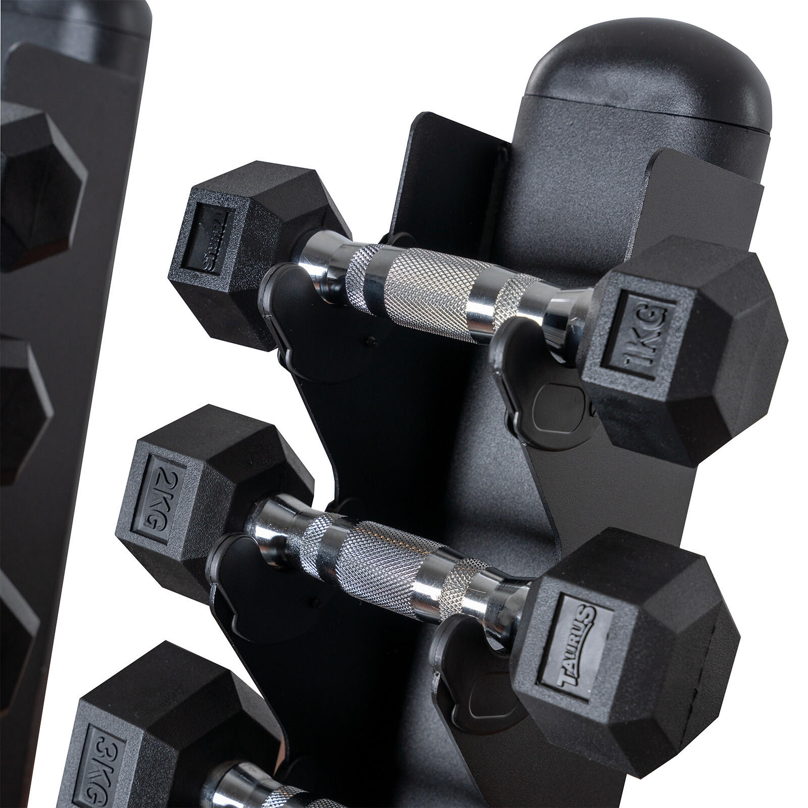 Set haltères hexagonaux Taurus TPE incl. rack 2/4