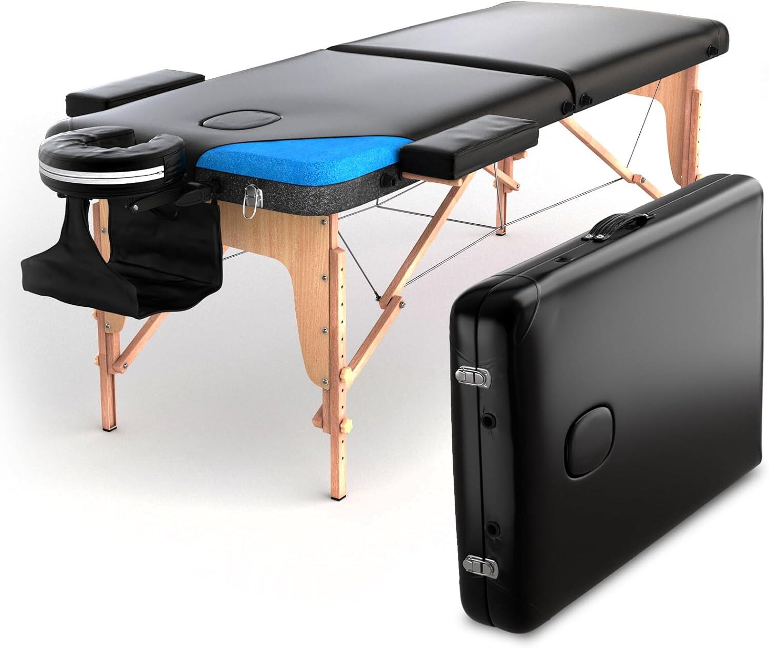 FENIXSHOP24 Lettino massaggio professionale 2 zone in legno richiudibile e trasportabile