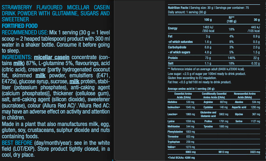 Kazeina micelarna - 2270g Strawberry Biotech USA 3/5