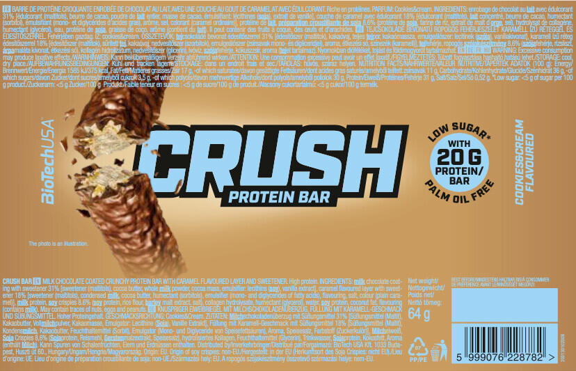 BIOTECHUSA Barrette proteiche - Crush Bar - Biscotti e Crema