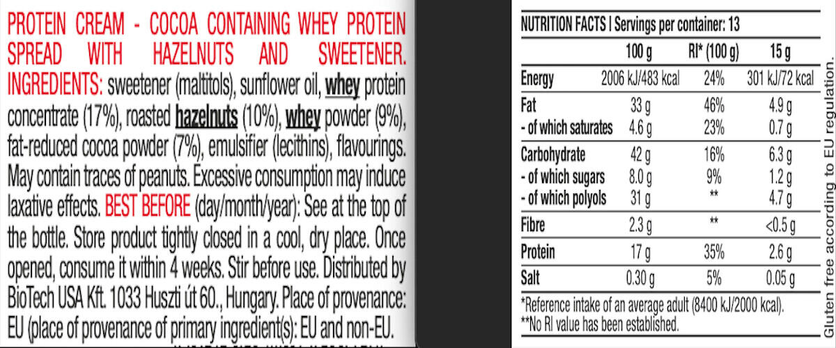 BiotechUSA Protein Cream – Crema de Cacao y Avellanas 200 gr 3/5
