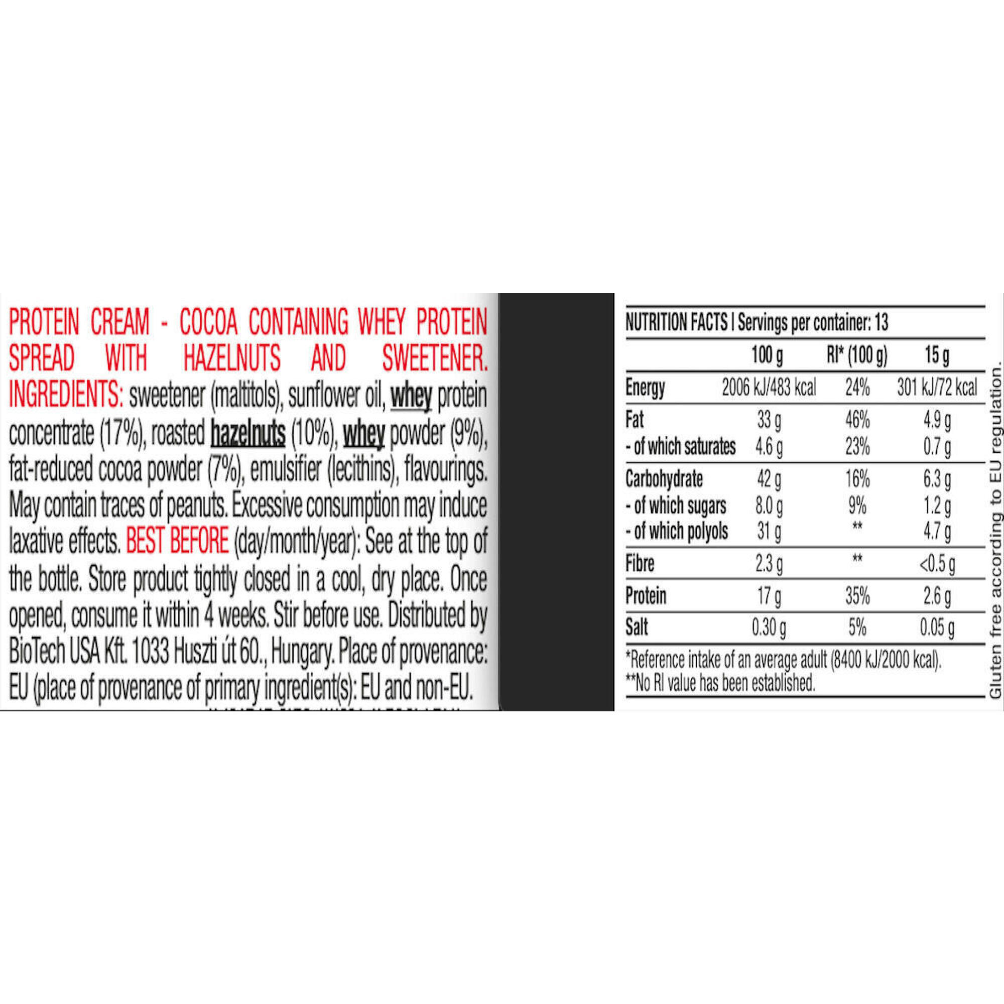 Biotechusa - Pâte À Tartiner Protéinée - Protein Cream - Cacao Noisette - Pâte À Tartiner - 200 G - Decathlon