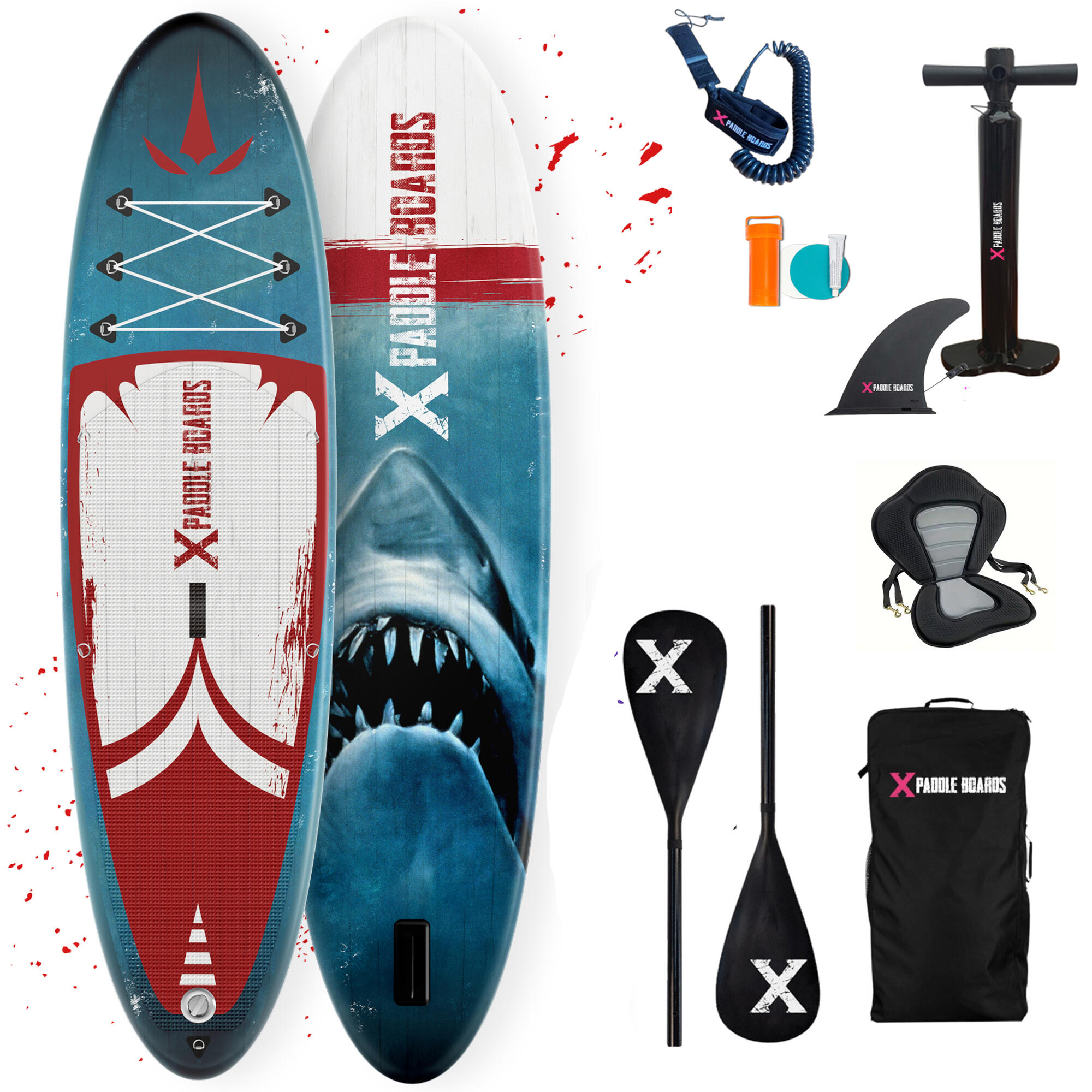 X PADDLE BOARDS Nafukovací Paddle X Shark Přeměnitelný na Kajak