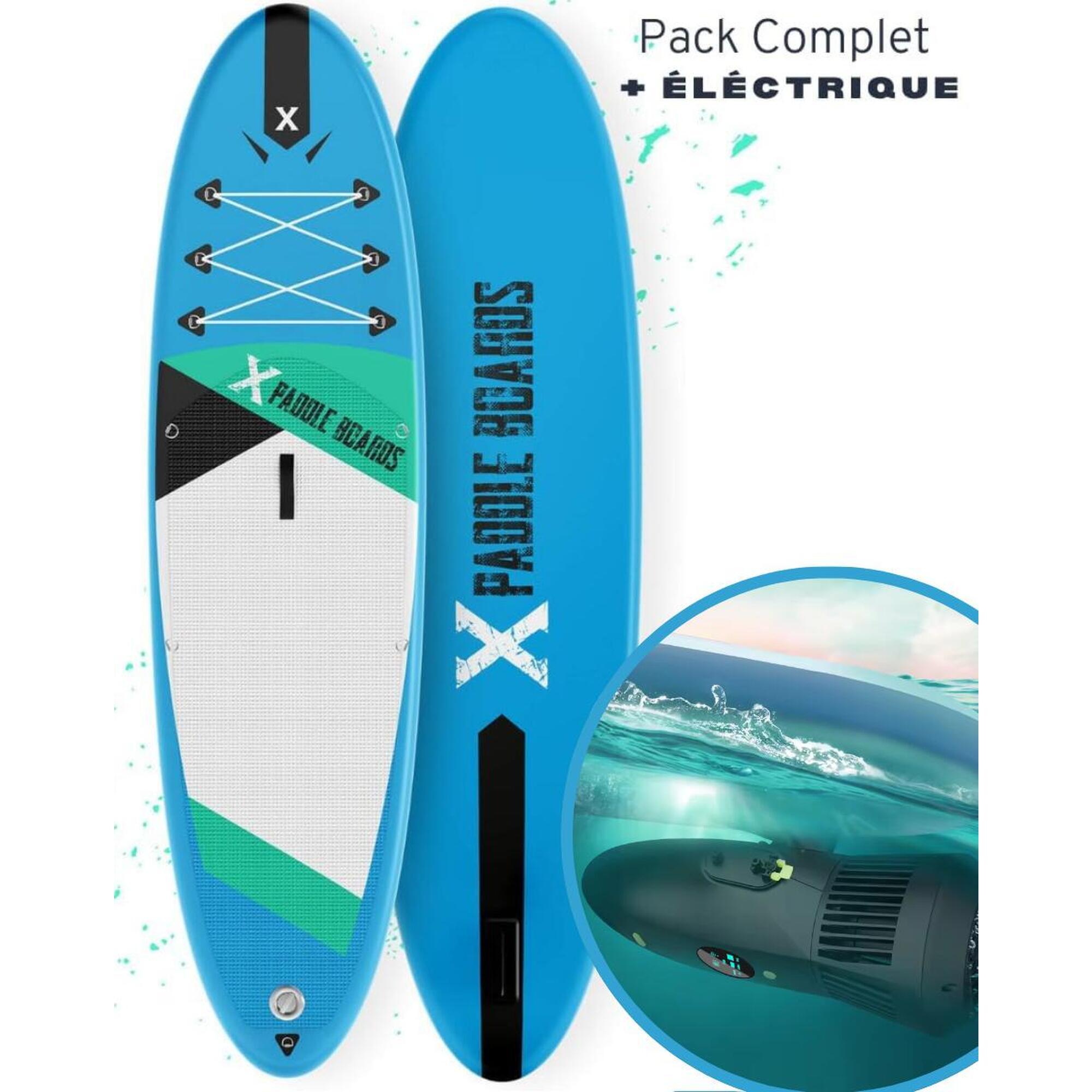 X Paddle Boards - Stand Up Paddle Gonflable Électrique E-x1 305 X 82 X 15cm - Planche De Stand Up Paddle - Bleu|vert - Decathlon