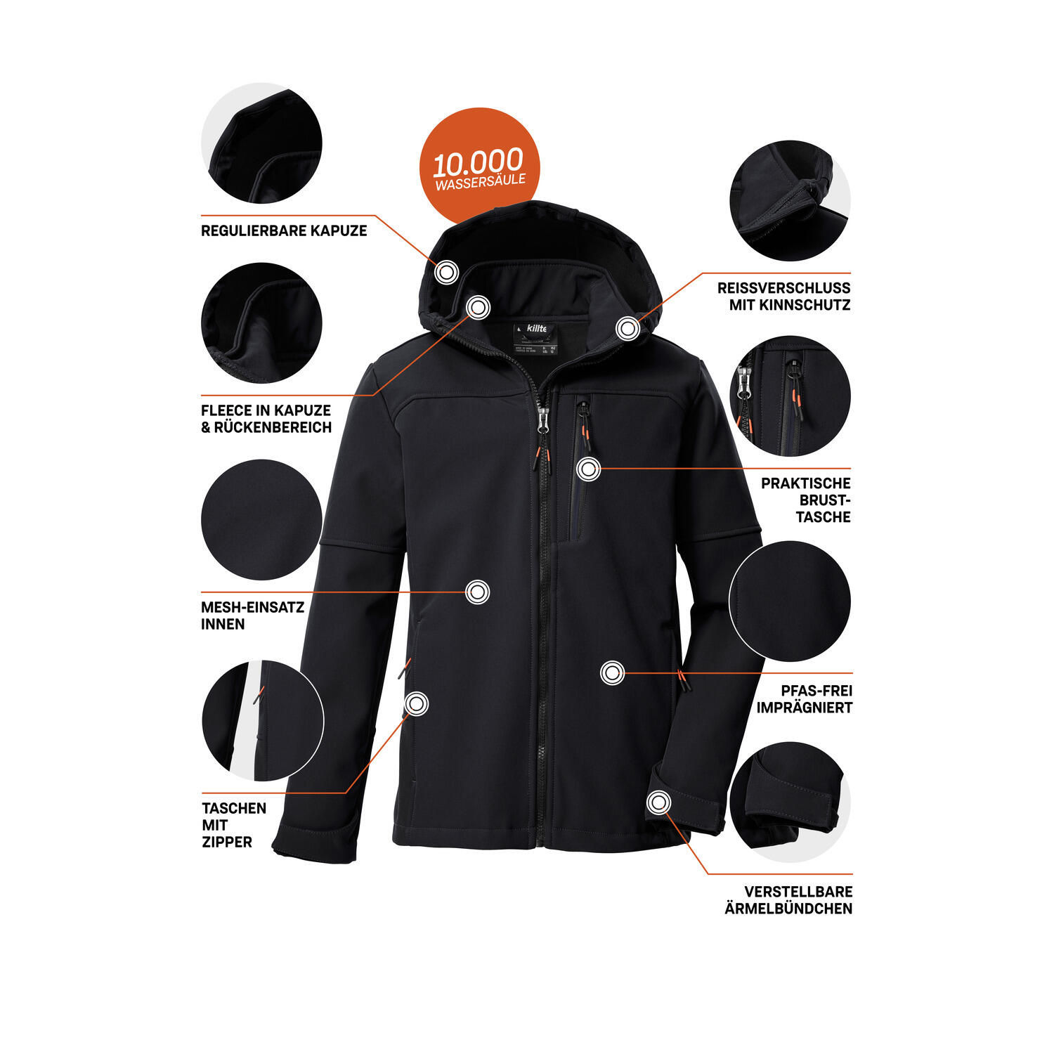 Killtec Softshelljacke Kinder mit Kapuze 5/6