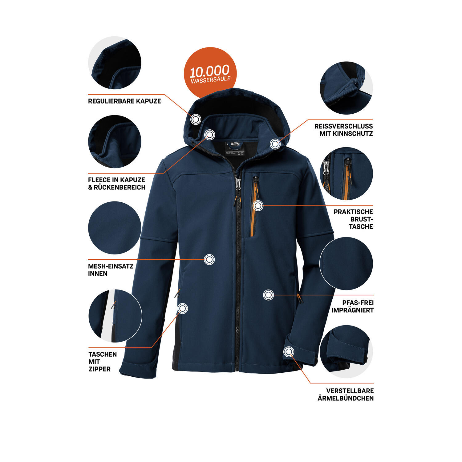 Killtec Softshelljacke Kinder mit Kapuze 5/6