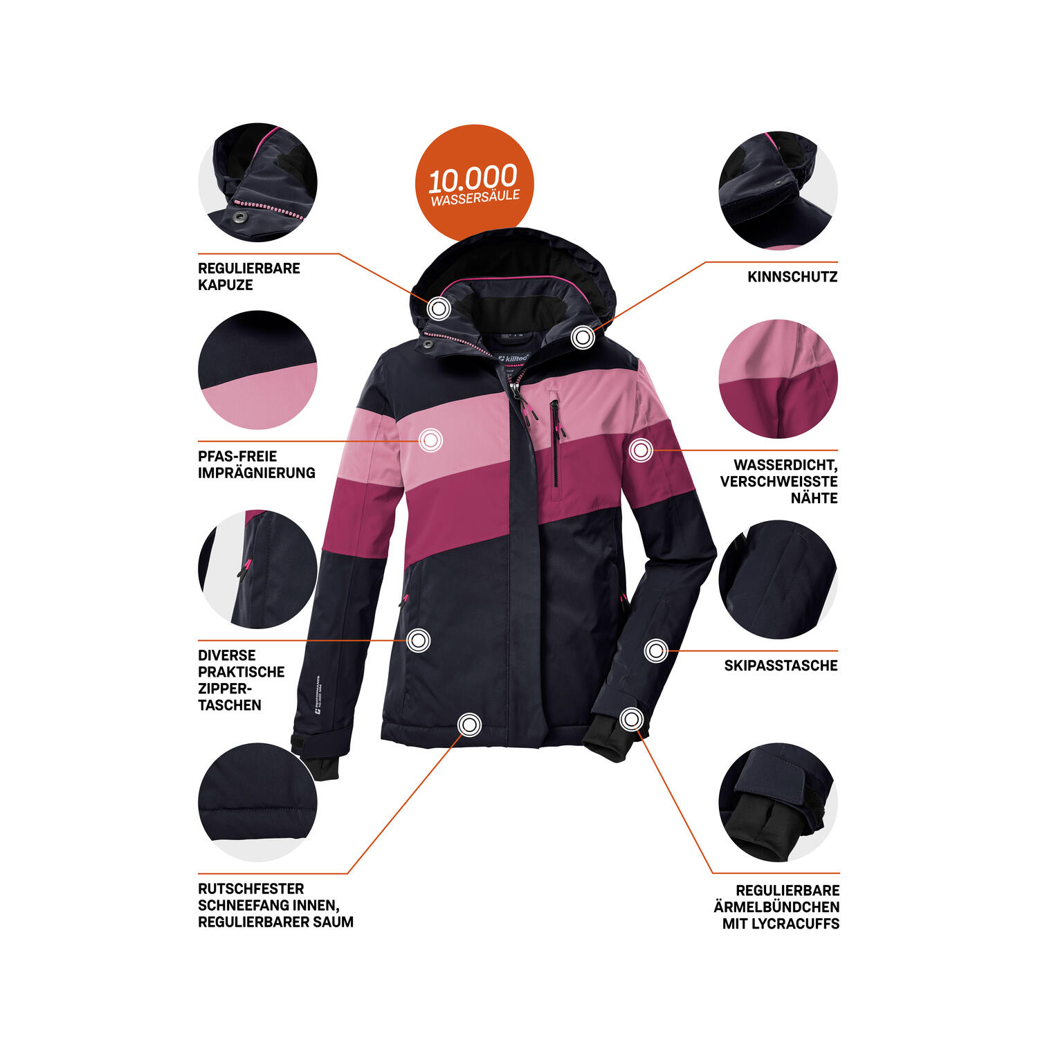 Casaco de esqui com capuz para menina Killtec KSW 197 5/6