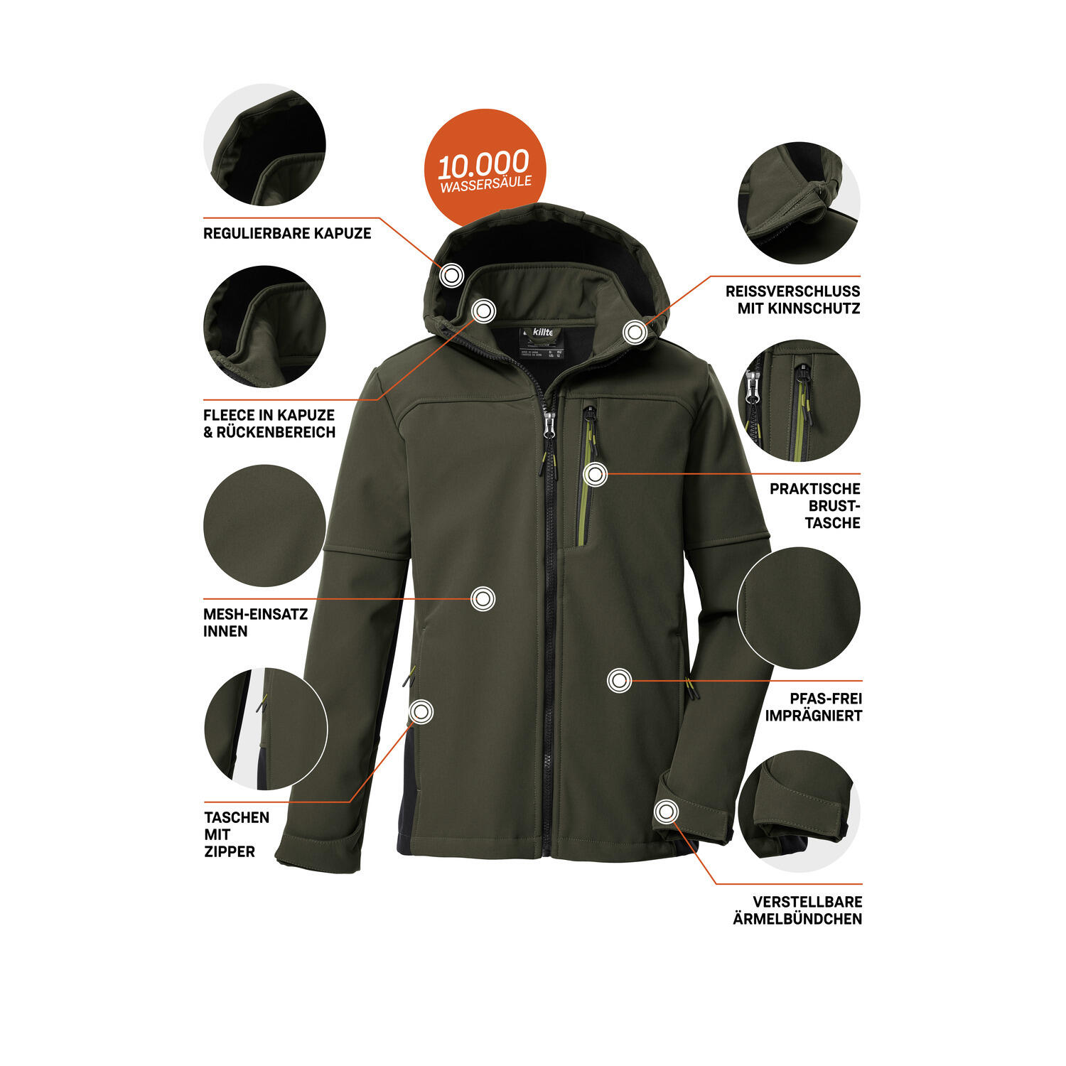 Killtec Softshelljacke Kinder mit Kapuze 5/6