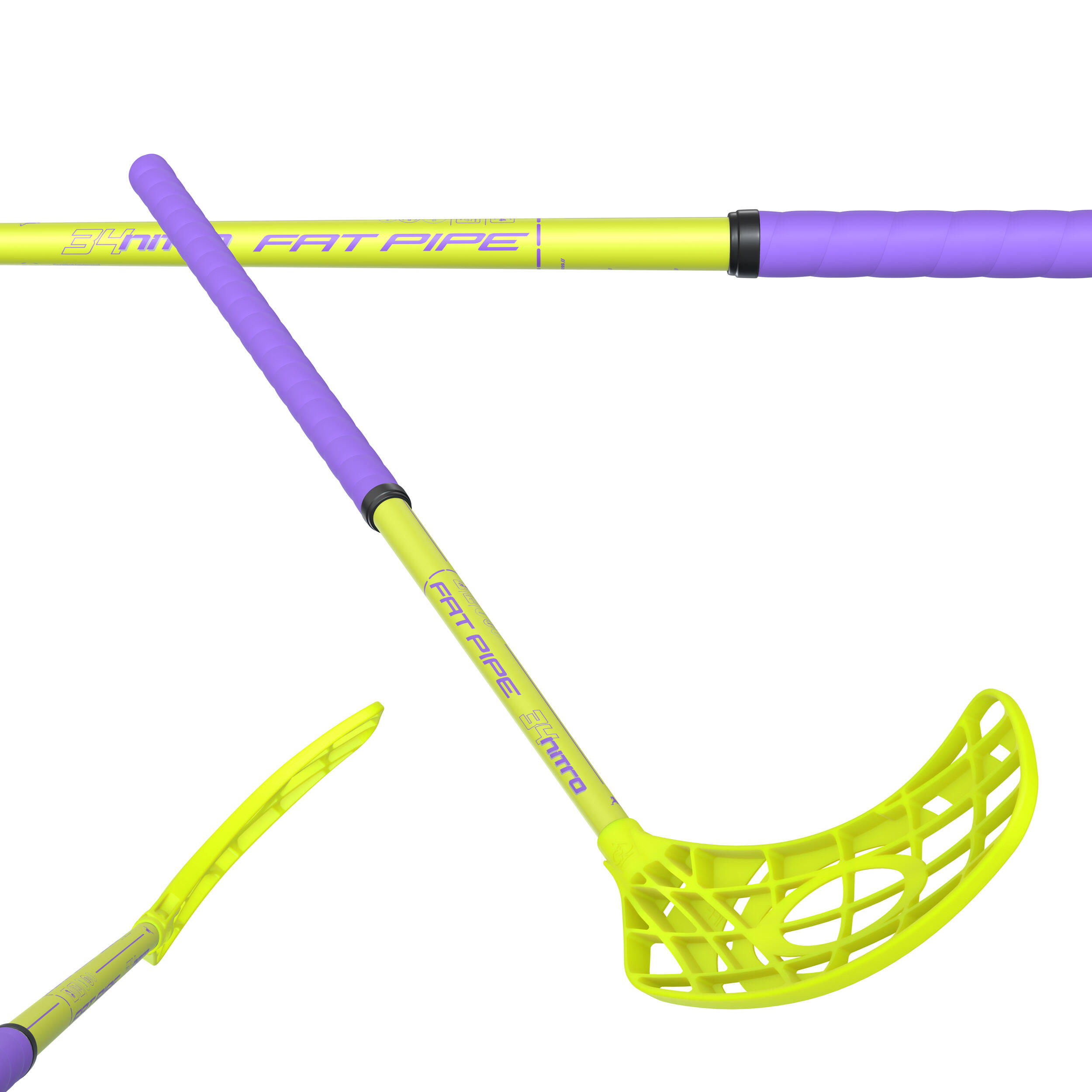 FAT PIPE DĚTSKÁ FLORBALOVÁ HŮL NITRO 34 YELLOW/PURPLE PRAVÁ
