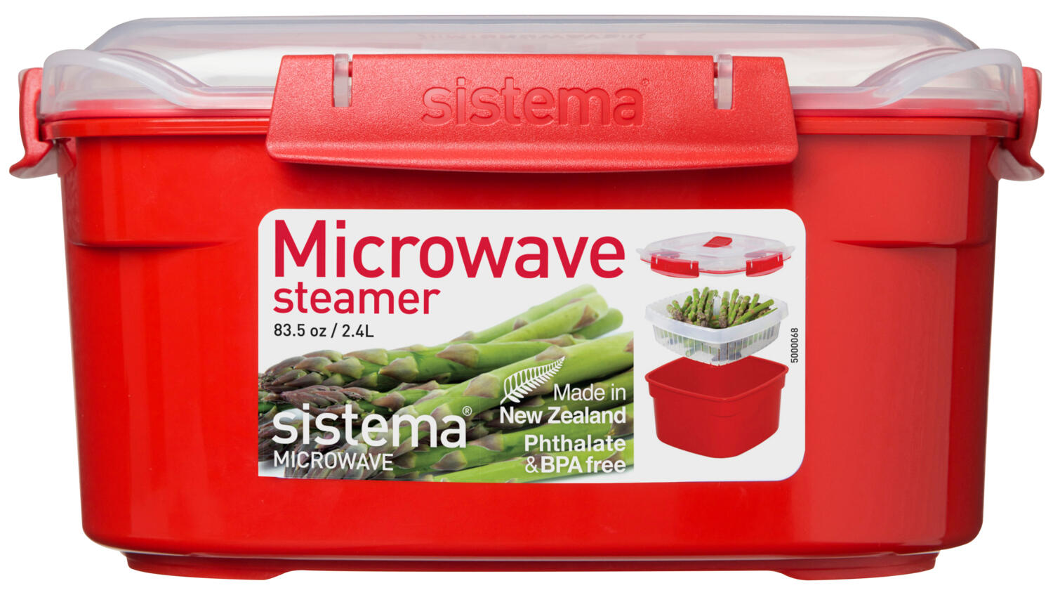SISTEMA Napařovací krabička na zeleninu, ryby do mikrovlnné trouby 2,4 l, červená