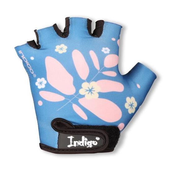 Gants Vélo Enfant FLOWERS INDIGO Bleu-Rose