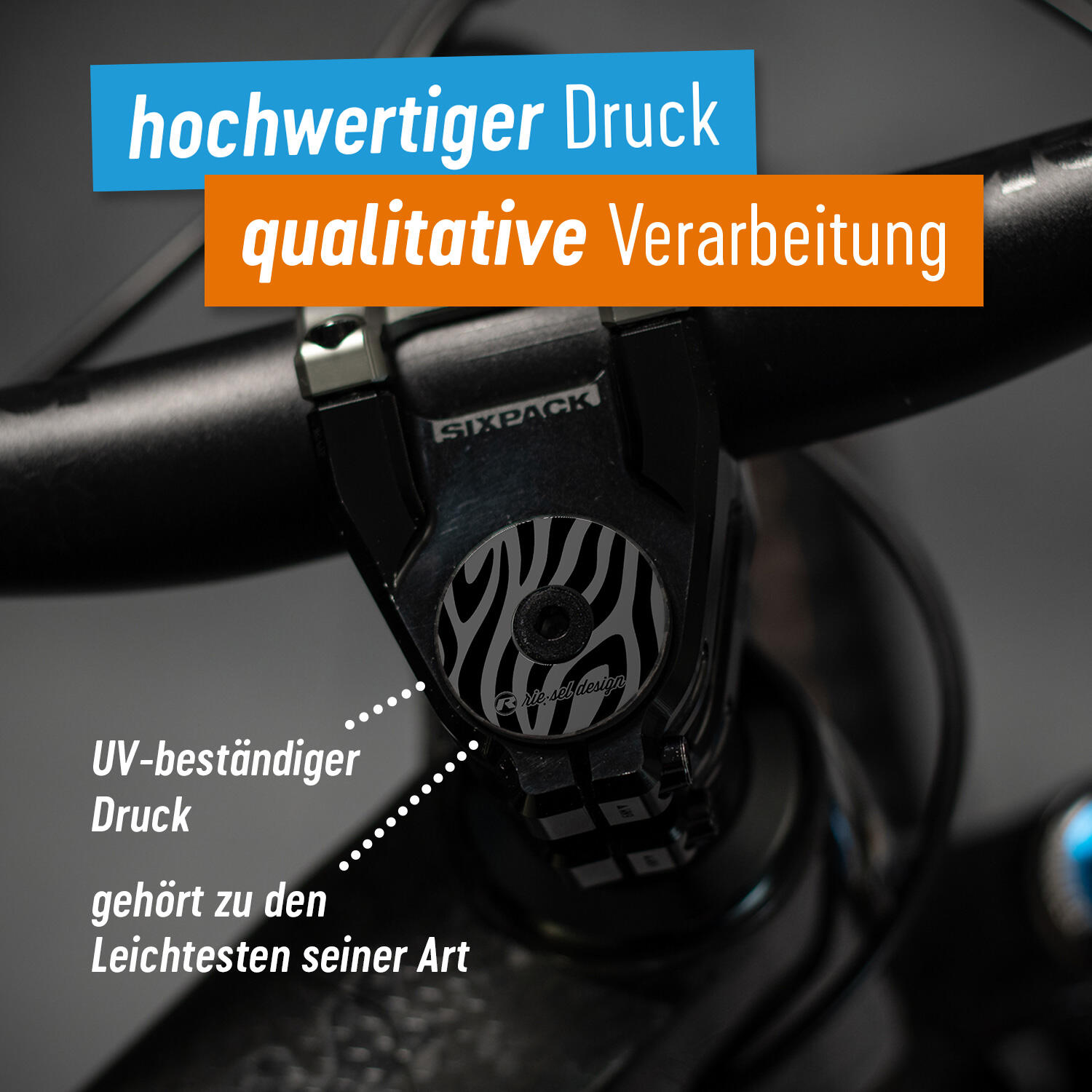 Carbon stemcap 1 1/8" Vorbaukappe mit Motiv inkl. Schraube MTB Fahrrad Ahead 3/6