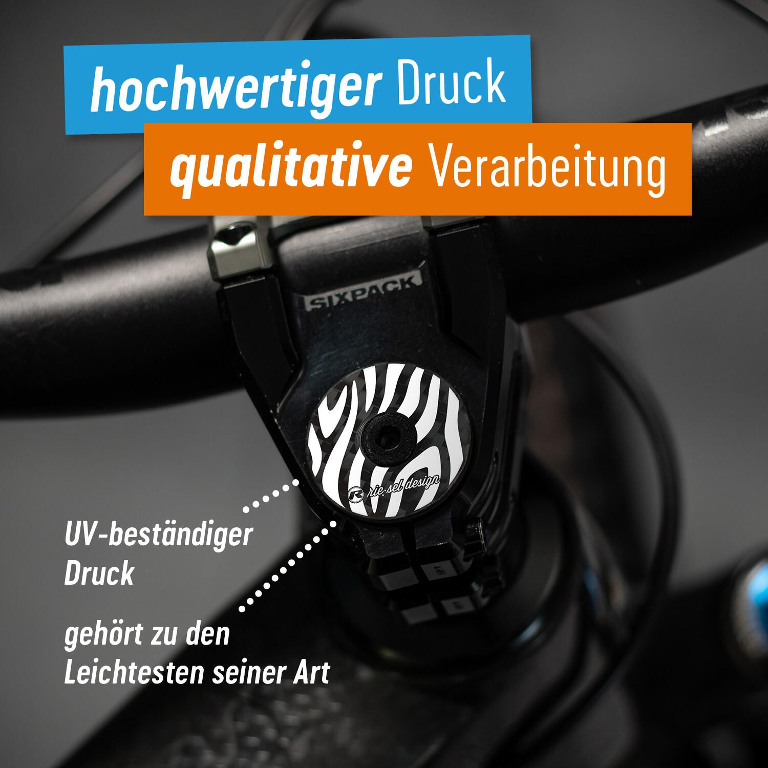 Carbon stemcap 1 1/8" Vorbaukappe mit Motiv inkl. Schraube MTB Fahrrad Ahead 2/6