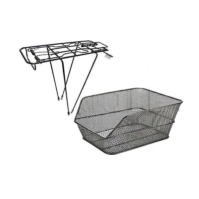 CESTINO POSTERIORE RETTANGOLARE NERO + PORTAPACCHI BICI OLANDA - CITY BIKE - MTB