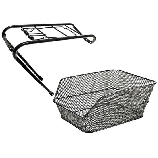 Cestino Posteriore Rettangolare+ Portapacchi-Bici Olanda-Nero