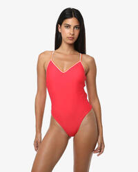 Maillot de bain synthétique framboise pour femme