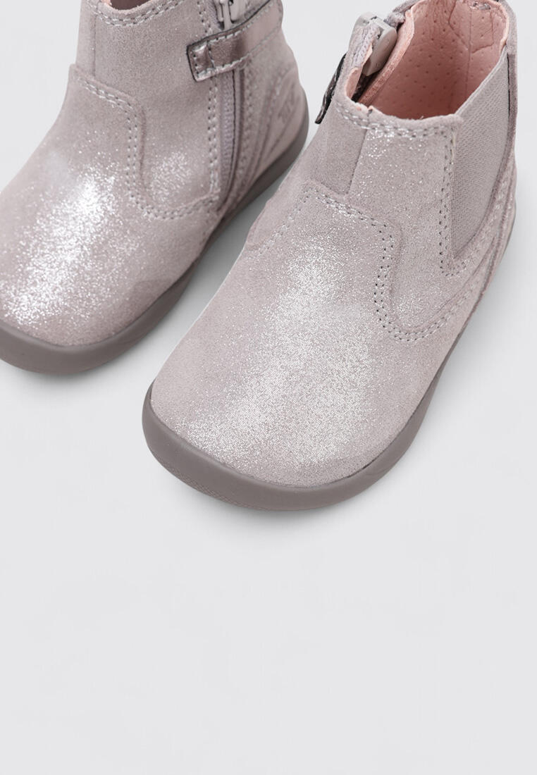 Zapatillas barefoot - Niño - Velcro, cuero - 251155 - Gris 3/4