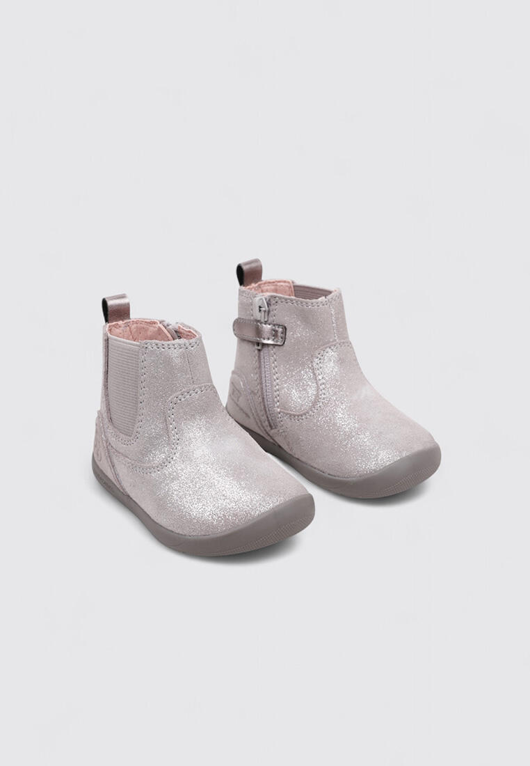 Zapatillas barefoot - Niño - Velcro, cuero - 251155 - Gris 2/4