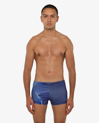 Marineblauwe synthetische zwembroek voor heren