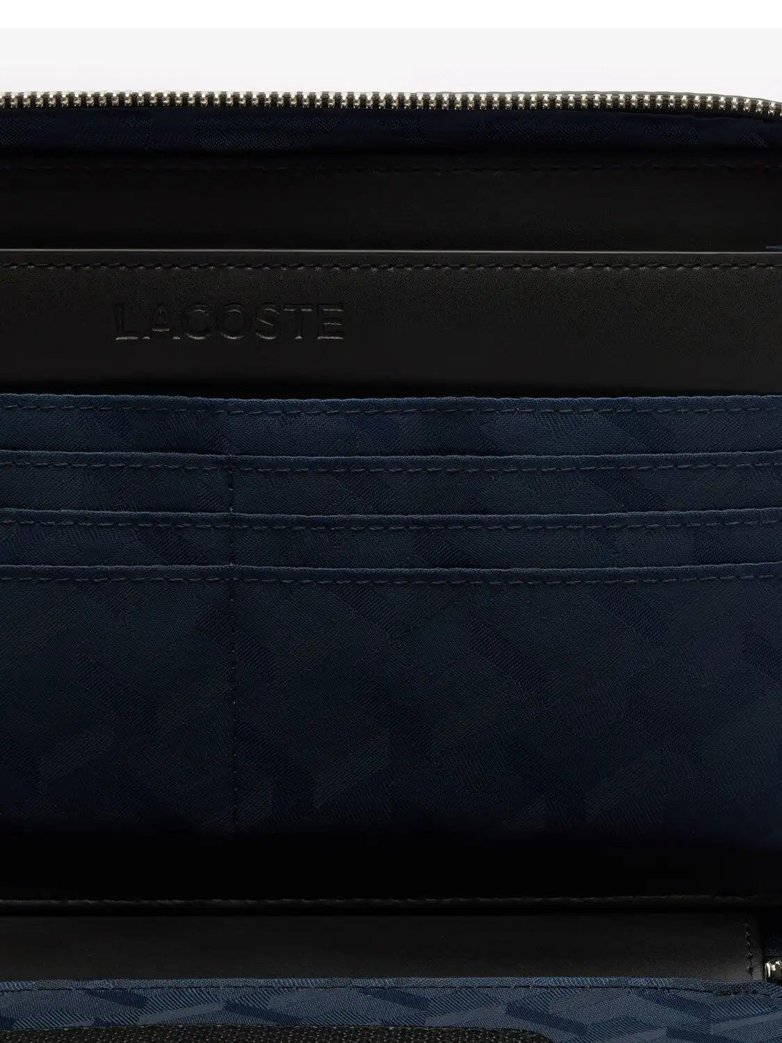 Lacoste Zipper Pouch met Textured Leer 6/7