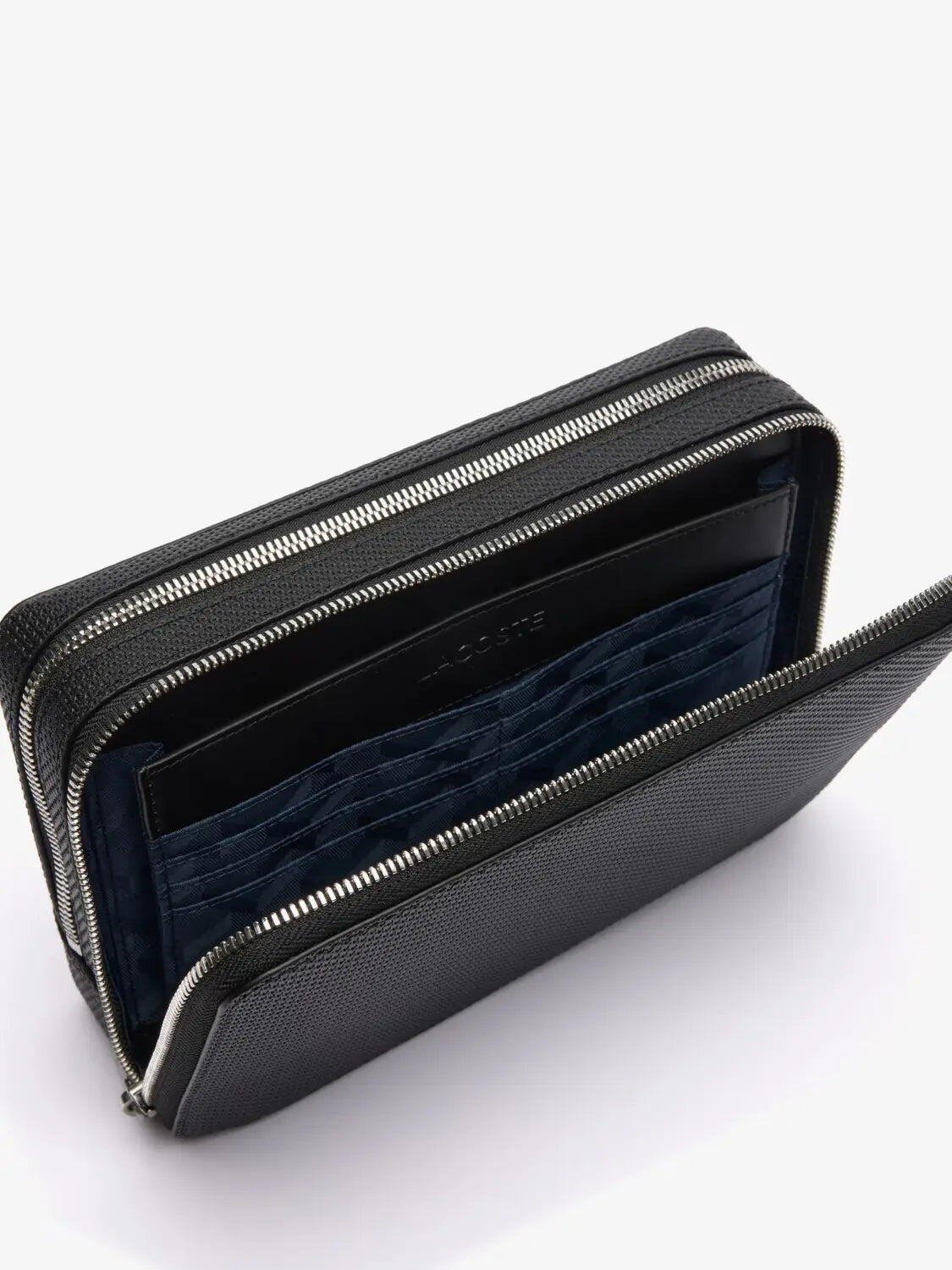Lacoste Zipper Pouch met Textured Leer 5/7