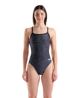 Arena badpak challenge back snake skin zwart