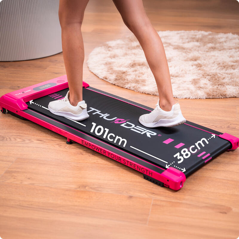 Bandă de alergare Thunder IDEA-PINK 101x38cm 6km/h FitShow LED Bluetooth difuzor