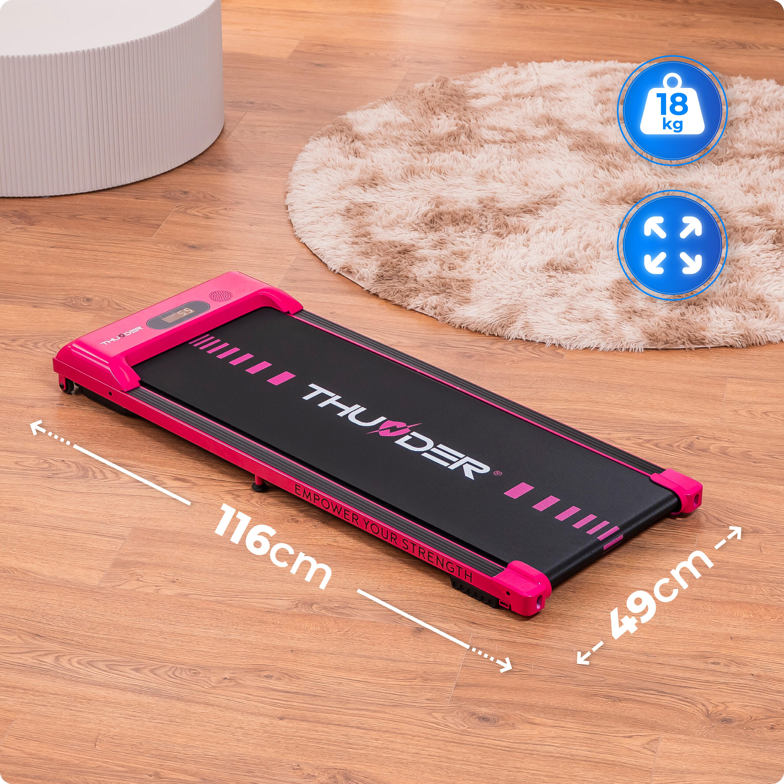 Bieżnia elektryczna slim walkingpad domowa pod biurko Thunder IDEA-PINK