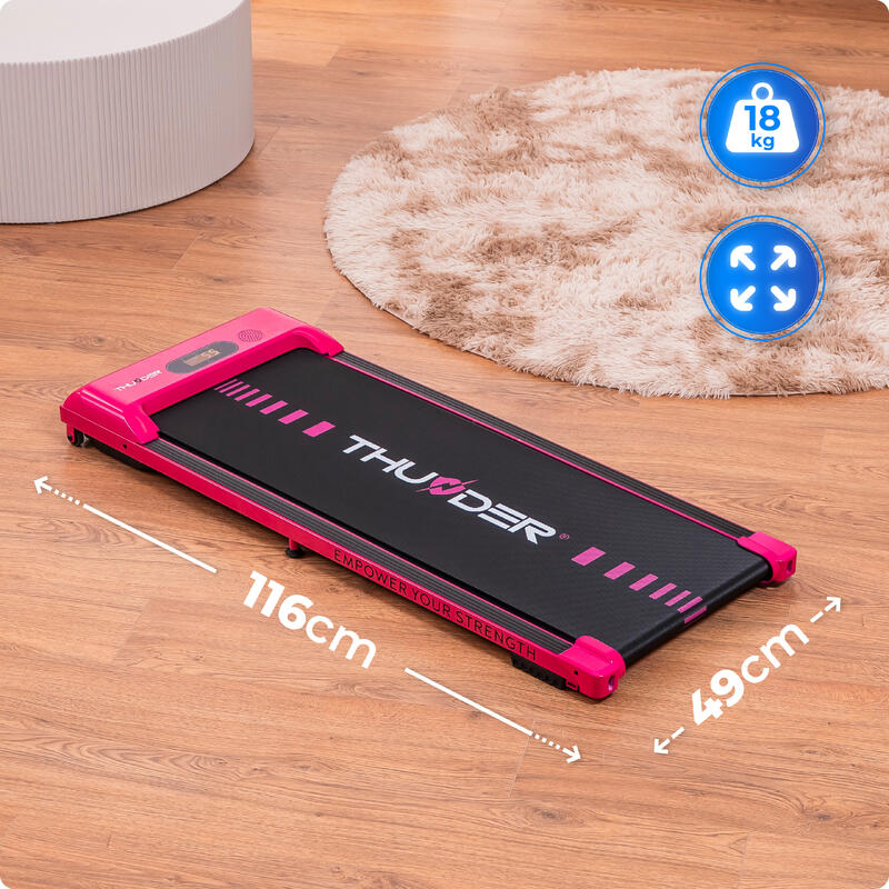 Bandă de alergare Thunder IDEA-PINK 101x38cm 6km/h FitShow LED Bluetooth difuzor