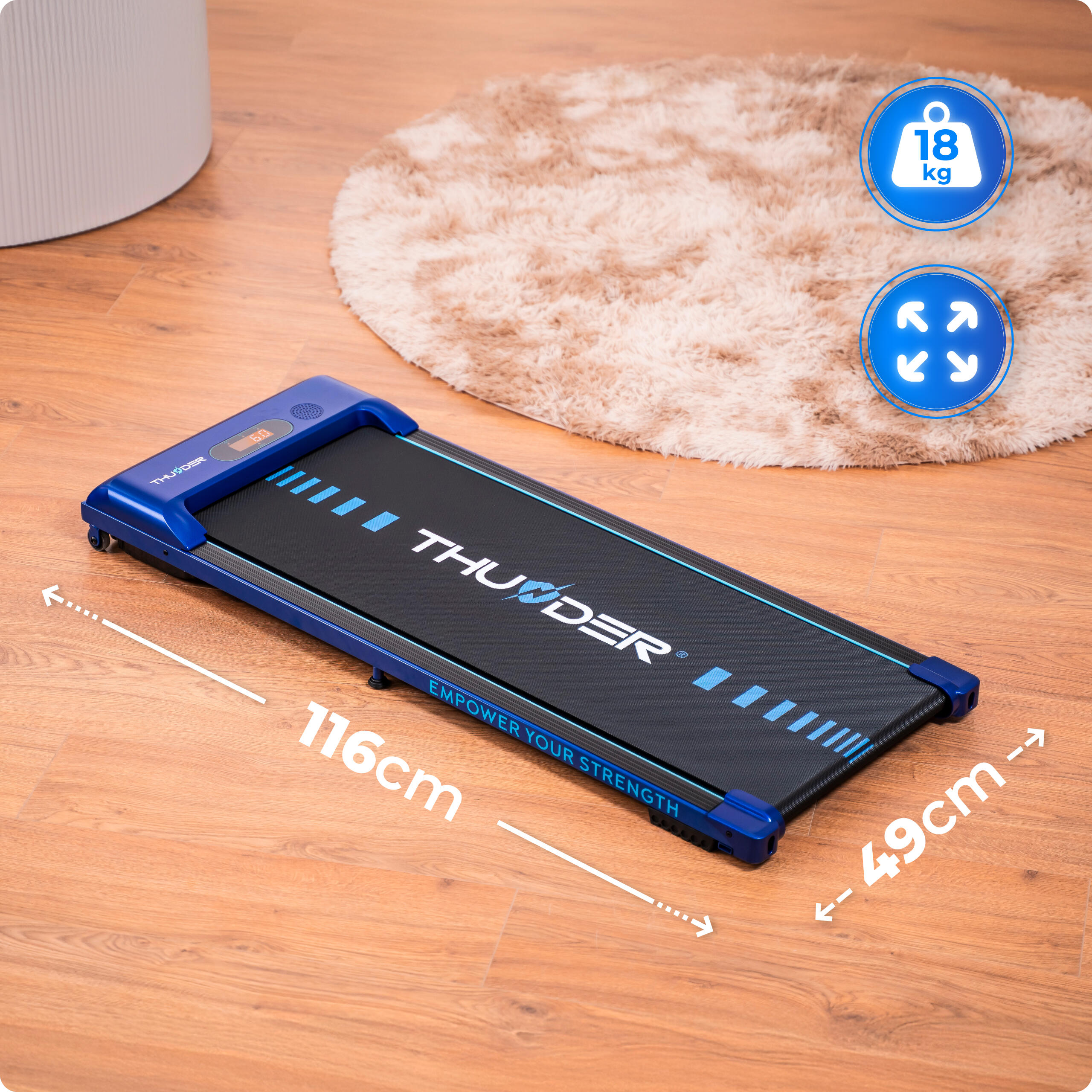 Tapis de course Thunder IDEA-BLUE 101x38cm 6km/h FitShow Bluetooth haut-parleur 2/7