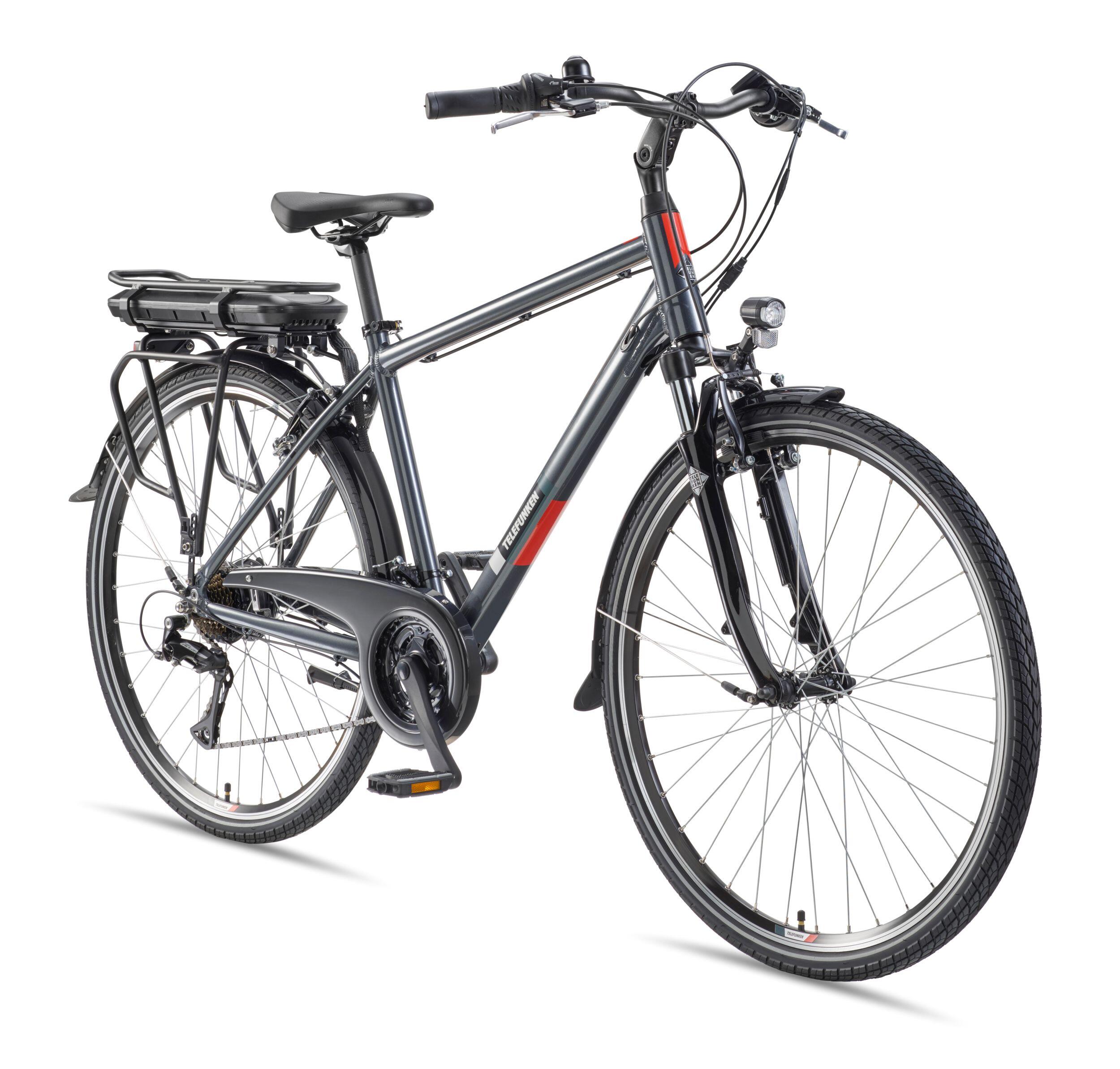 E-Bike XT485 28 Zoll 21-Gang Pedelec Trekking Touren Elektrofahrrad Herren grau 1/7