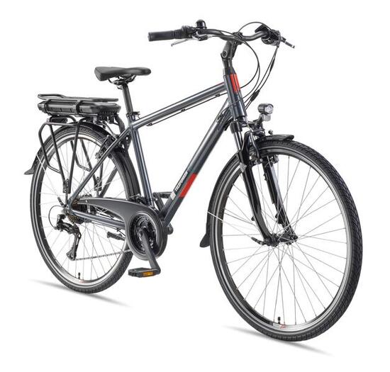 E-Bike XT485 28 Zoll 21-Gang Pedelec Trekking Touren Elektrofahrrad Herren grau