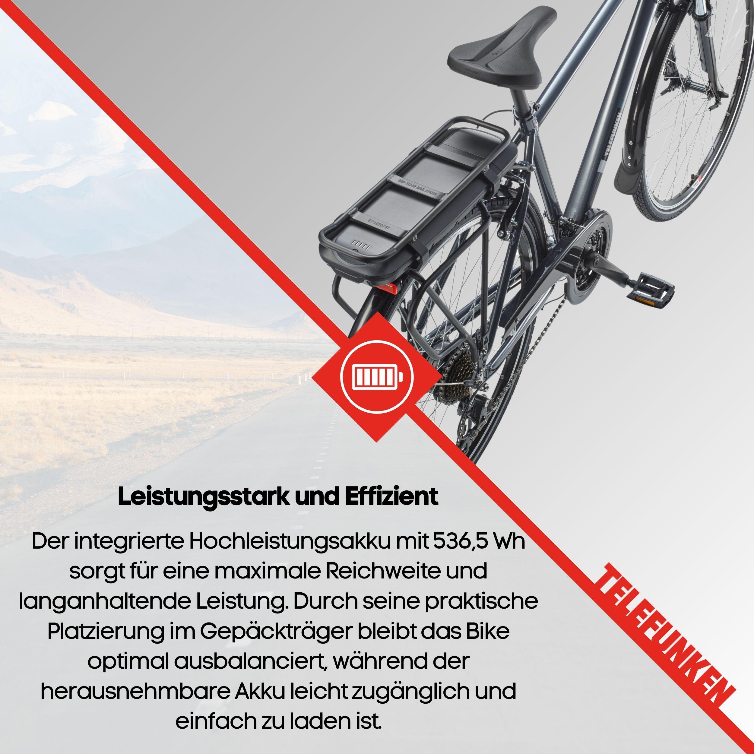 E-Bike XT485 28 Zoll 21-Gang Pedelec Trekking Touren Elektrofahrrad Herren grau 6/7
