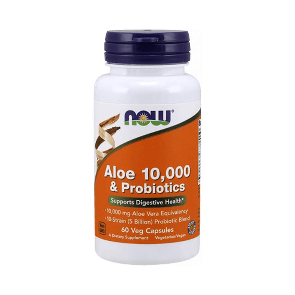 NOW FOODS Now Foods Aloe Vera 10.000 & Probiotics (60 Caps) Unflavored