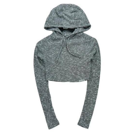 Second life - Damen Cropped Hoodie Grau - Wie neu