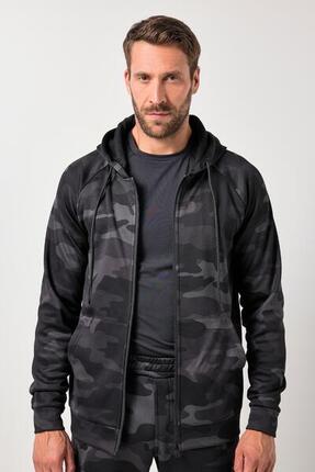 Herren Trainingsjacke Fitness Sweat Camouflage Kapuze
