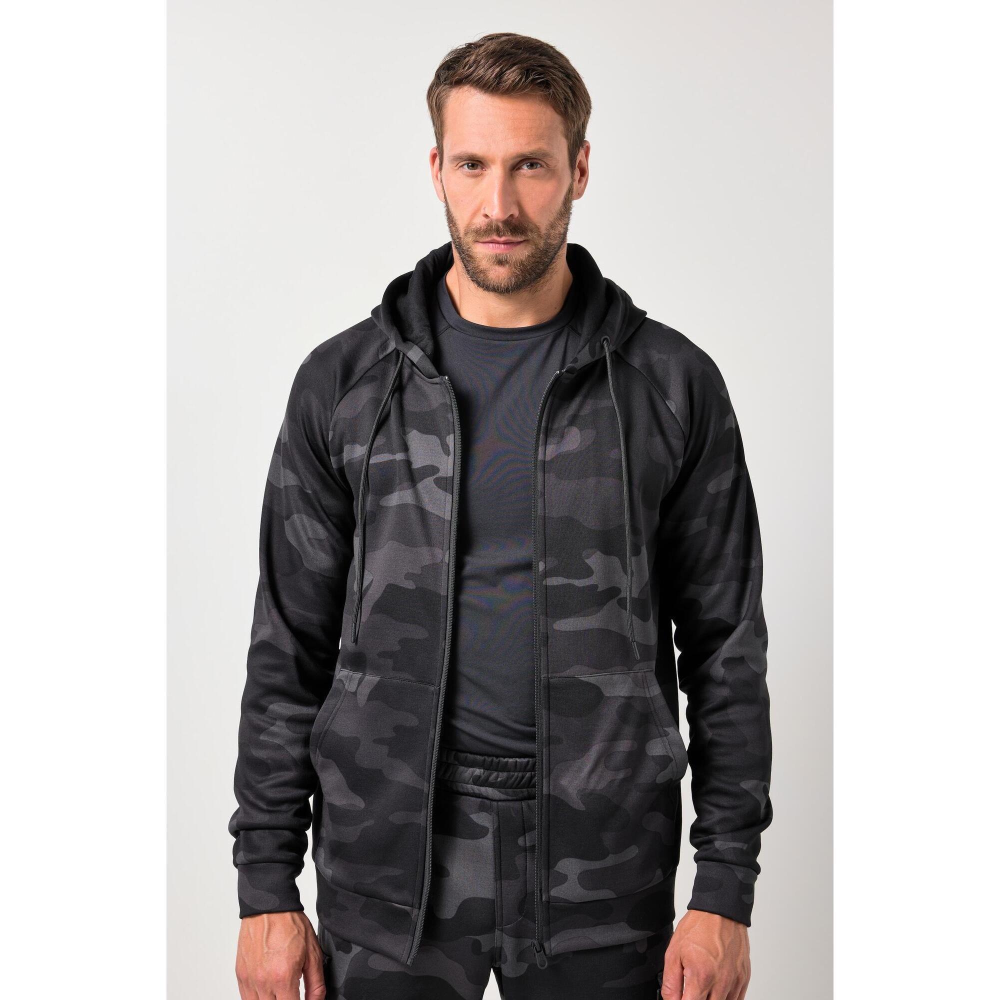 Jay-pi - Hommes Veste De Survêtement En Molleton Avec Capuche Et Motif Camouflage - Sweat Zippé - Noir - Decathlon