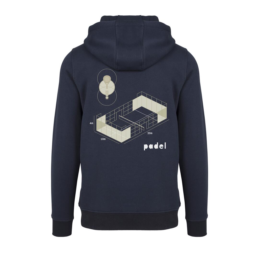 Donkerblauwe unisex padel hoodie 2/3