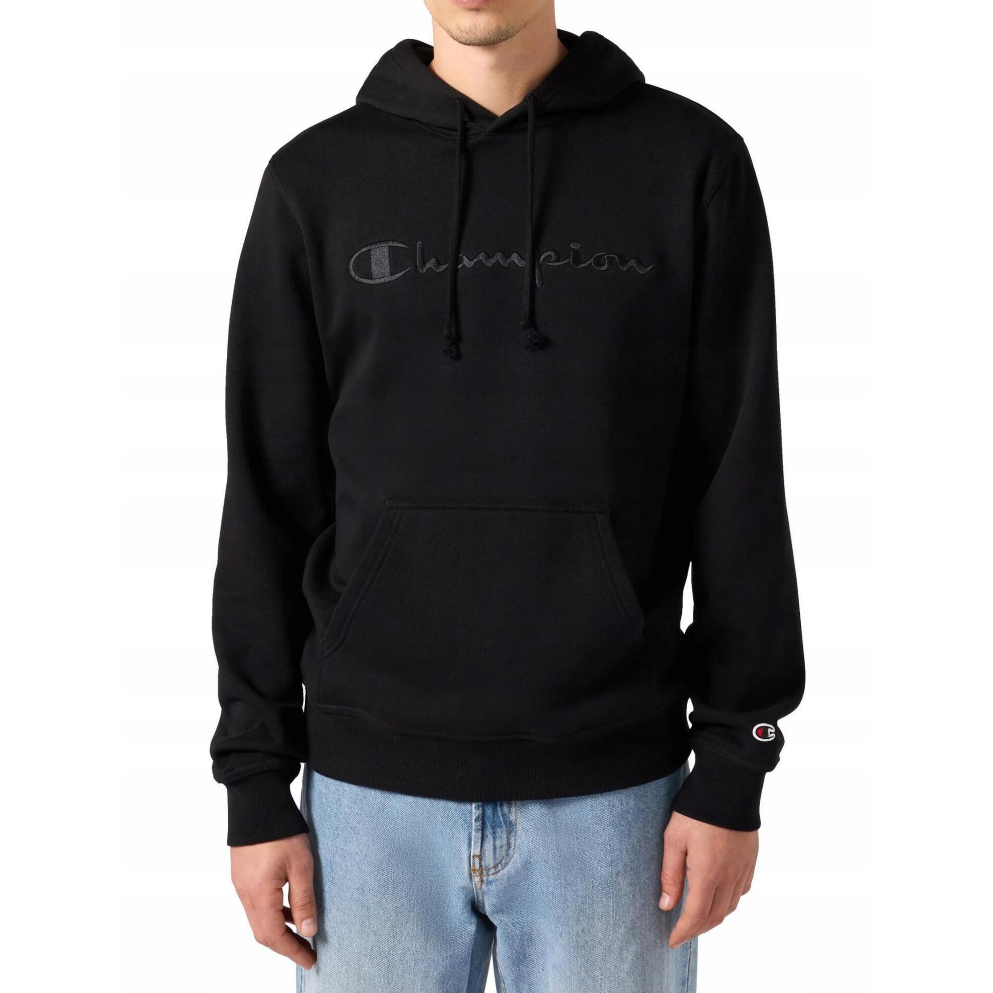 BLUZA męska CHAMPION 220271-KK001 z kapturem bawełniana czarna ciepła XL