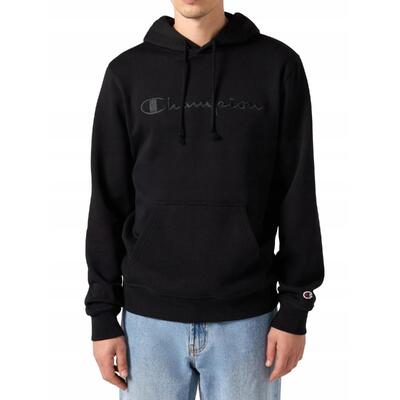 BLUZA męska CHAMPION 220271-KK001 z kapturem bawełniana czarna ciepła M