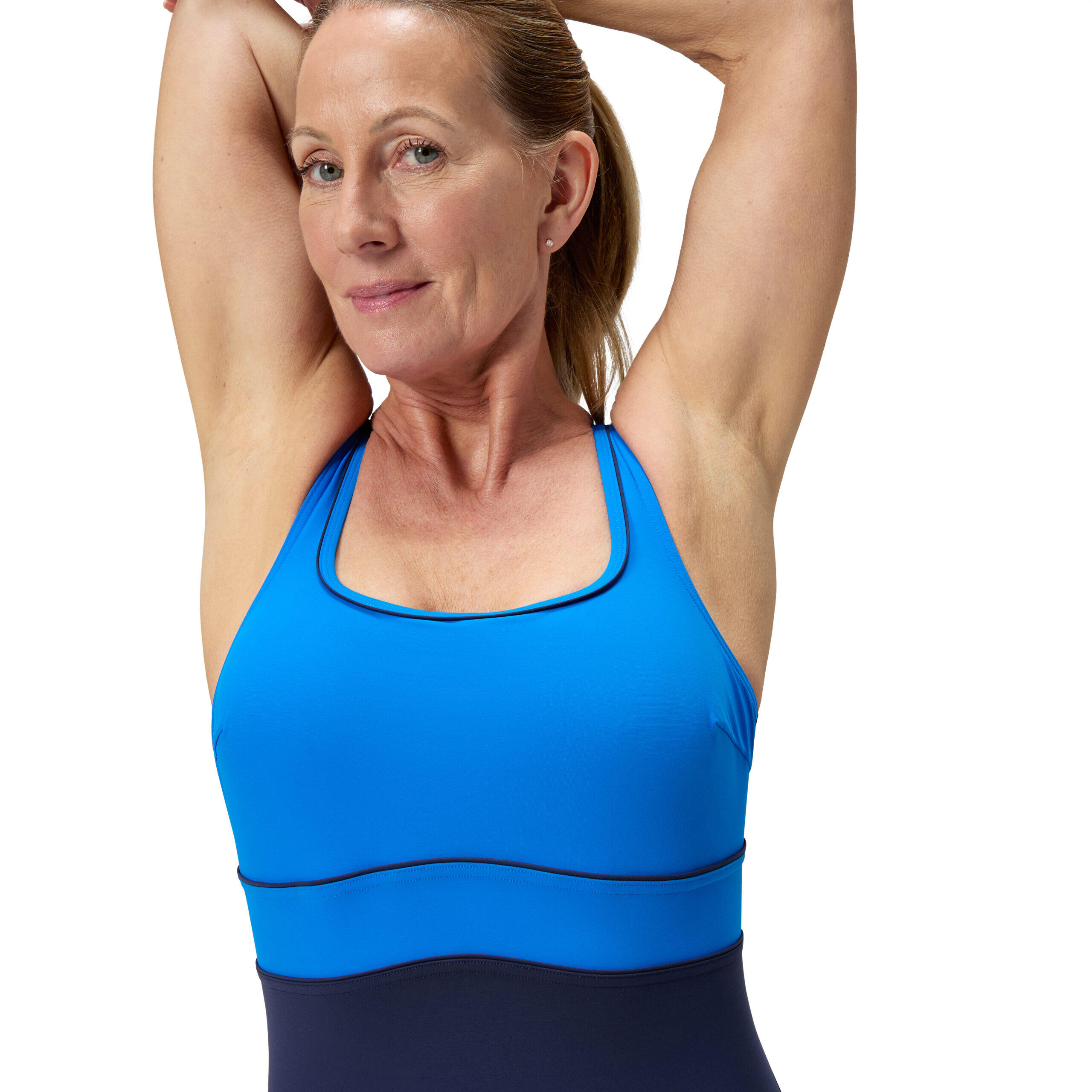Maillot De Bain 1 Pièce Bicolore Motif/style Contour ECLIPSE Femme (Bleu) 5/7