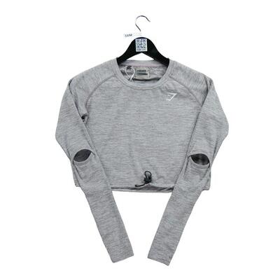 Second life - Damen Drawcord Crop Top Gym T-Shirt - Wie neu