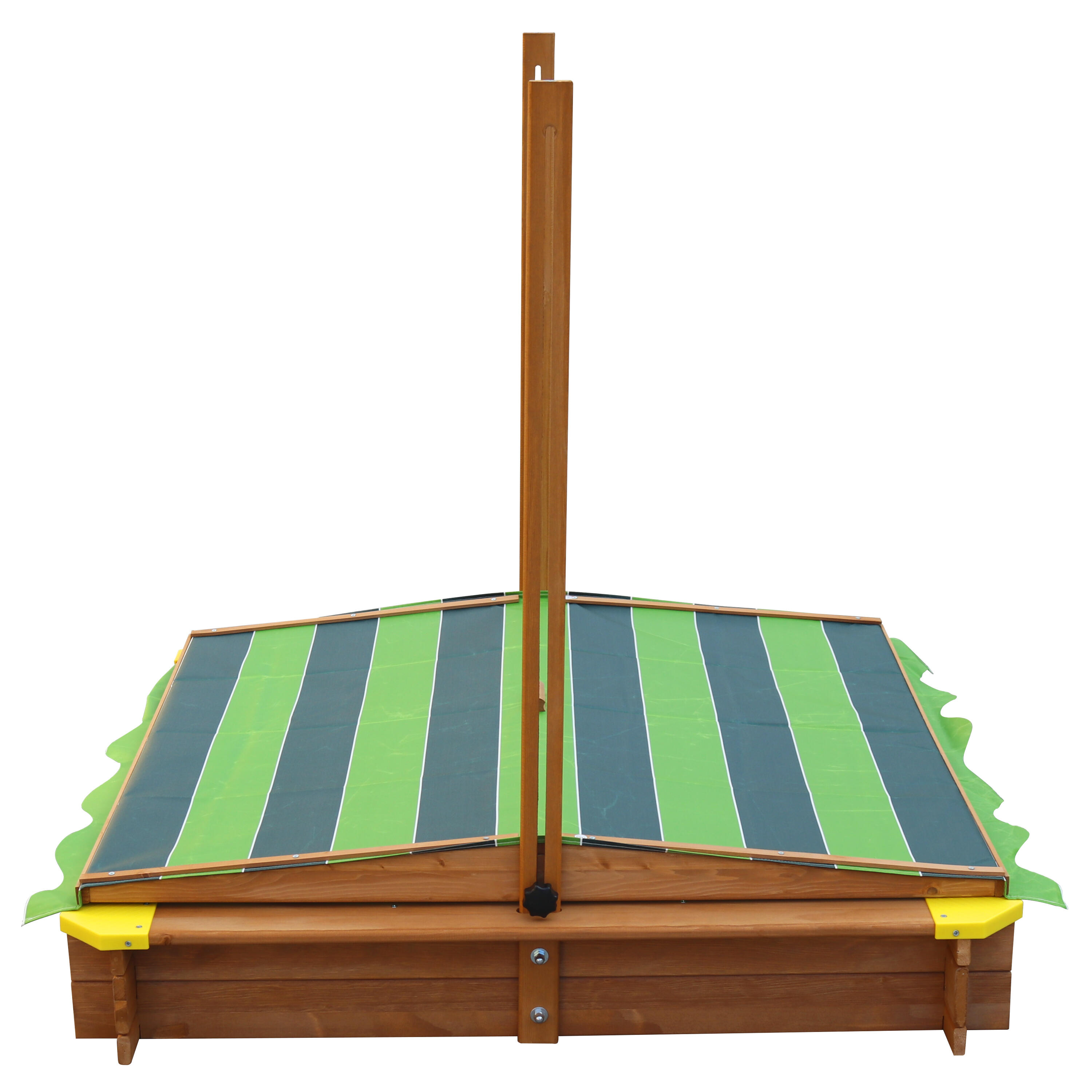 Bac à sable 118 x 118 x 118 cm avec Toit pivotant, Lily, Vert/Marron 4/7