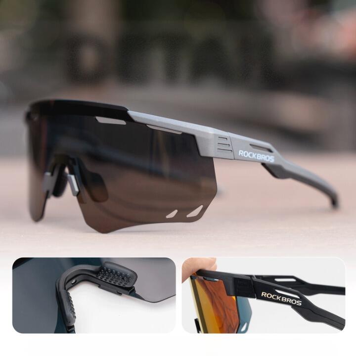 Lunettes de Vélo Polarisées Ultra-légère Cadre à Mémoire de Forme Gris 4/6